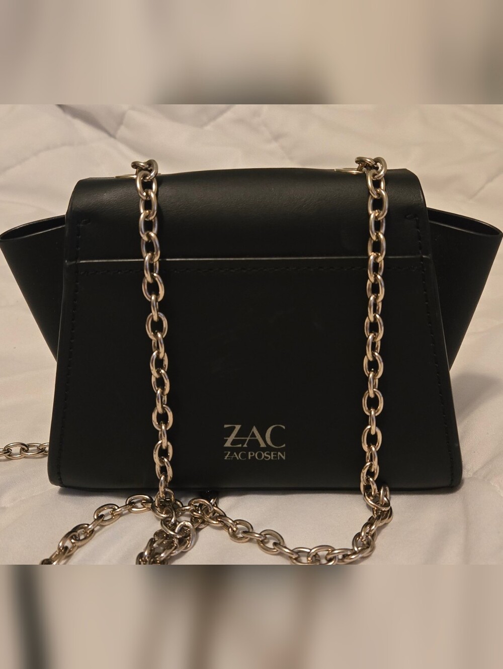 ZAC Zac Posen Black Leather Crossbody with Gold Chain